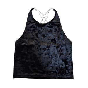 Plenty Monk & Lou Black Velvet Sleeveless Top Strappy Back Cropped